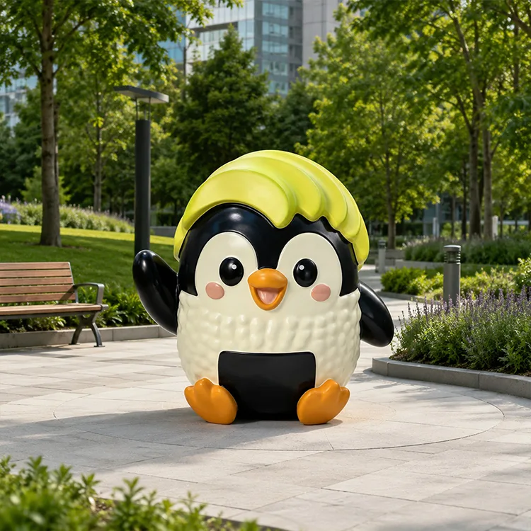Sculpture mignonne de pingouin de FRP
