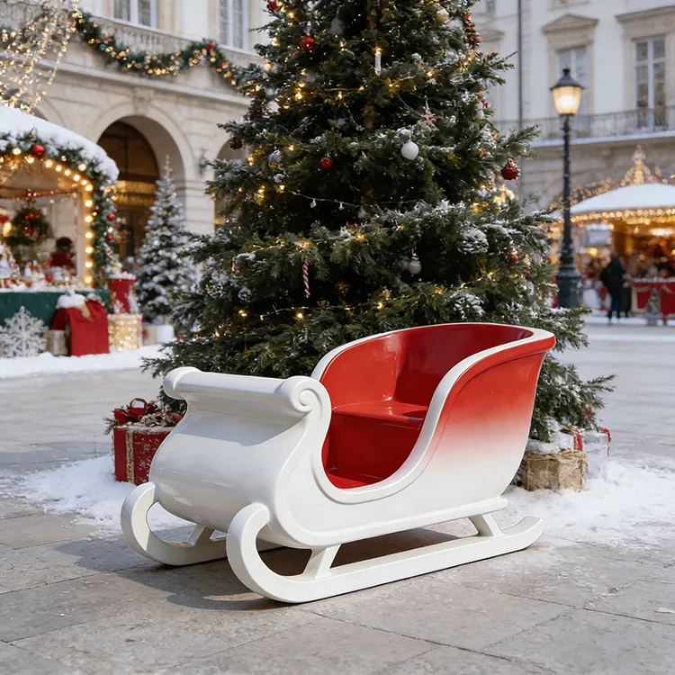 Christmas Fiberglass Santa Sleigh Sculpture